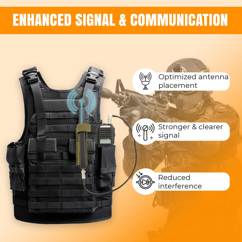 [AUSTRALIA] - Tactical Antenna Relocation Kit – Enhanced Signal & Mobility – Chest Rig & Backpack Compatible – Durable, Lightweight & Weather-Resistant – Ideal for Military, Outdoor Use (Green, 32" Cable) Green 32 Inches 