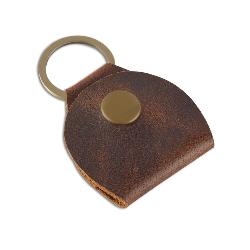 Rustic Leather Guitar Pick Holder, Keychain Key Organizer, Handmade :: Brown