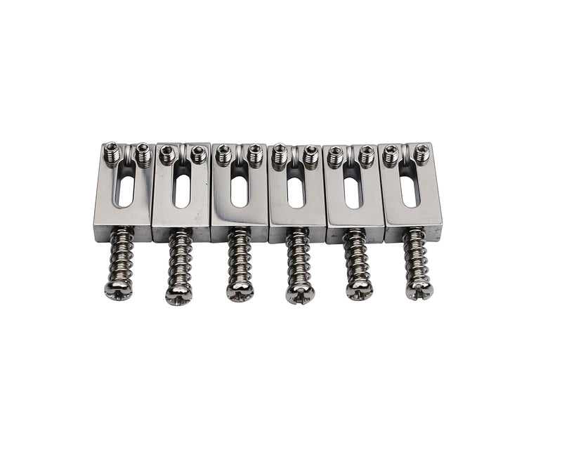 Guyker Guitar Bridge Saddles (Set of 6) - 10.5MM Stainless Steel Polished Modern Guitar Tremolo Bridge Saddles Compatible with Strat ST Electric Guitar 10.5mm, 6 Piece