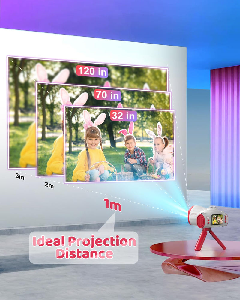 [AUSTRALIA] - Kids Camera, Camera for Kids with Projector, Offers Projection, 48MP Photography, 1080p Video Recording, Kids Digital Camera Christmas Birthday Gifts for Boys Girls Age 3+ (Red) Red 