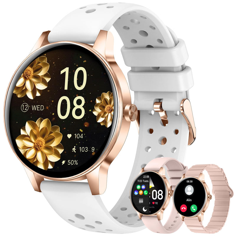 Smart Watch for Women(Answer/Make Calls), 1.27" HD Screen Fitness Tracker with Heart Rate/Sleep Monitor, 130+ Sport Modes IP68 Waterproof Activity Tracking, Smartwatch for Android Phones iPhone