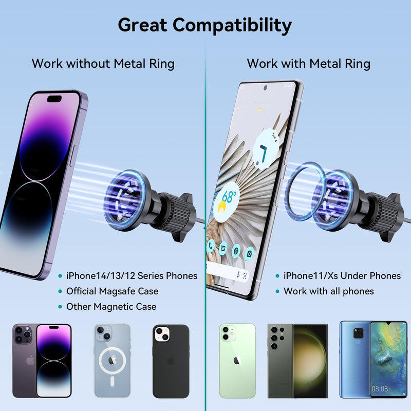 for Magsafe Car Mount [20 Strong Magnets] Magnetic Phone Holder for Car Dashboard [Hands Free] Cell Phone Magsafe 3 Car Mount Fit iPhone 15 14 13 Pro Max Pro Plus Mini MagSafe Case All Phone