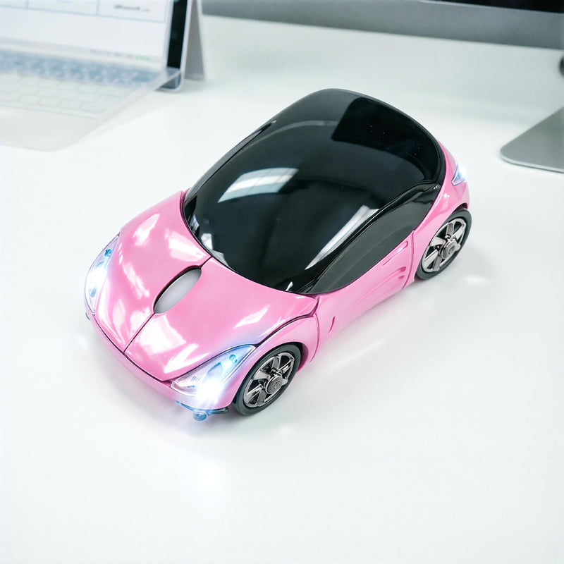 Cute Wireless Mouse 2.4G USB, Portable Mini Car Mouse with Receiver, 1600 DPI Adjustable Silent Click Optical Mice, Ergonomic Computer Mouse for Laptop, PC, Mac, Tablet, Travel & Office (Pink) Pink