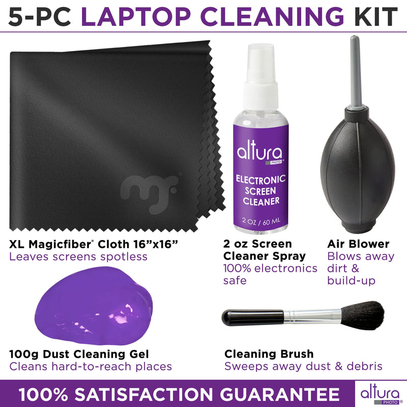 Altura Photo Laptop Cleaning Kit 5 pc - Keyboard Cleaning Kit - Includes Laptop Screen Cleaner, Air Blower, Brush, Keyboard Gel, & Microfiber Cloth - PS4 Cleaner - Keyboard & Computer Cleaner