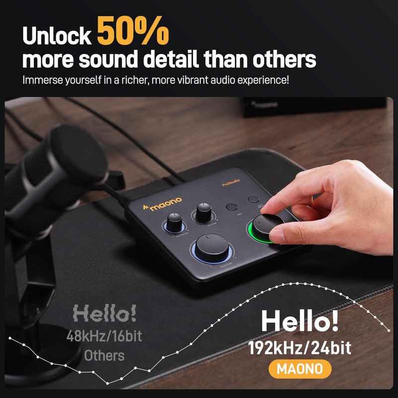 MAONO USB Audio Interface for PC: Interface with XLR Input 24-bit/192kHz Routing Software LOOPBACK ASIO Driver for Recording Music, Home-Studio, Guitar, Podcast, Streaming, DAW(PS22 Lite Black) PS22 Lite Black
