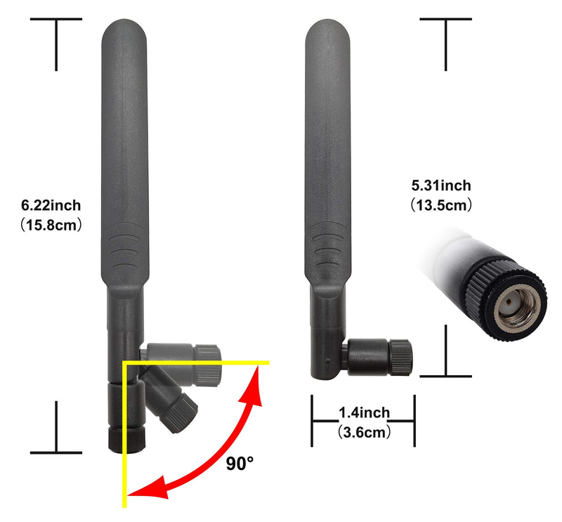 WiFi Antenna Dual-Band 8dBi RP-SMA Male MHF4 Cable Kit for M.2 NGFF Card | 2.4Ghz 5.8Ghz M2 WiFi antenna kit. Includes antennas, MHF4 extension cables, and computer back slot cover brackets