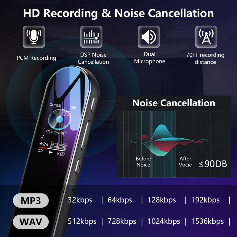 [AUSTRALIA] - 64GB Digital Voice Recorder Voice Activated Recorder for Lectures Meetings Audio Recorder Dictaphone Recording Device with Playback,MP3,PlayerVariable Speed 