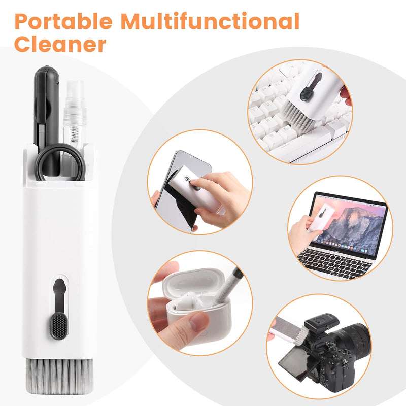 7 in 1 Electronic Cleaner kit, Cleaning Kit for monitor Keyboard Airpods MacBook iPad iPhone iPod, Screen Dust Brush Including Soft Sweep, Swipe, Airpod Cleaner Pen, Key Puller and Spray Bottle (Grey) Grey