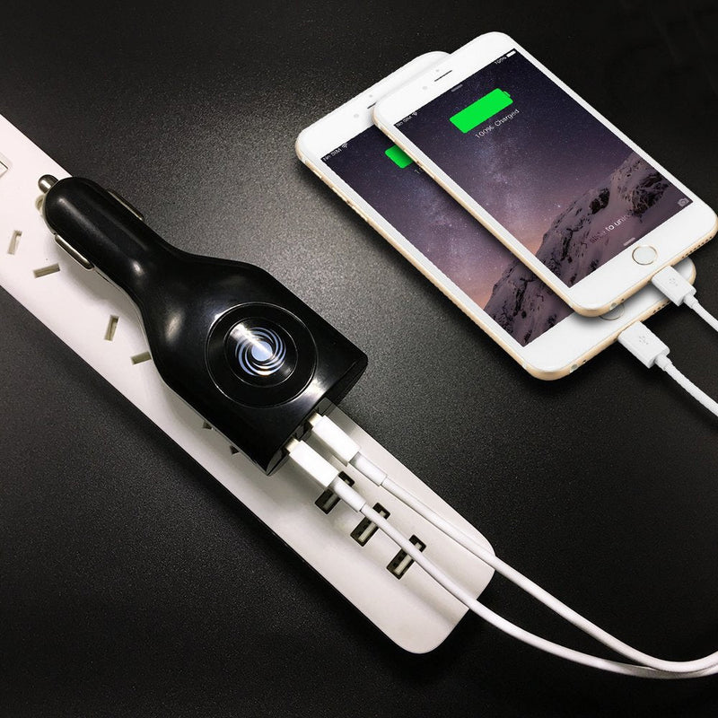NDLBS 2Pack USB Car Charger, 2-in-1 Portable With Foldable Plug Wall Charger for iPhone X XR XS 7 8 Plus Note 8 9 Galaxy S8 S9 Plus LG Pixel 2Pack Black