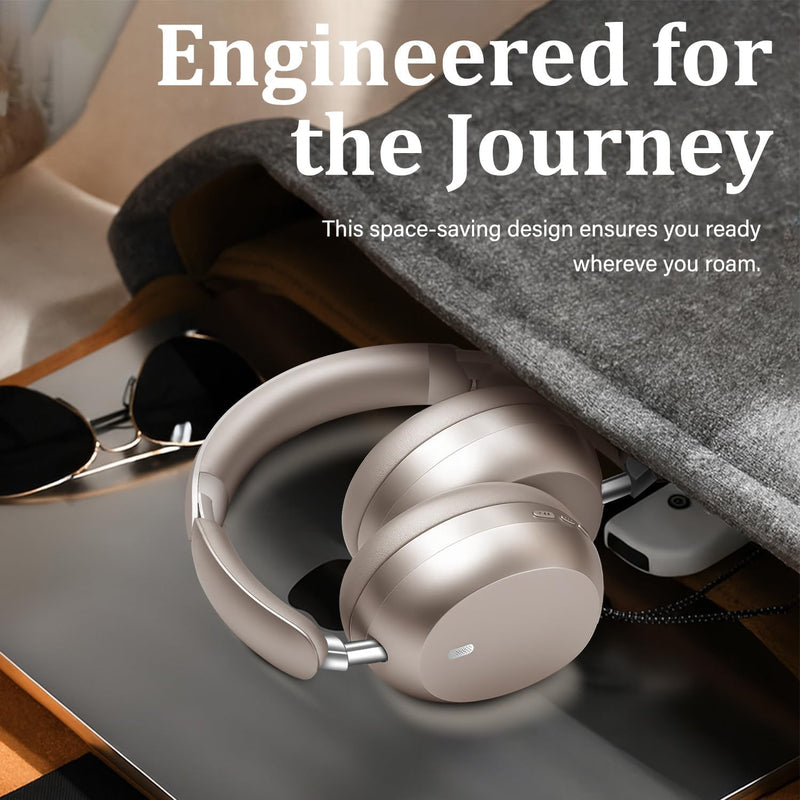 Wentronic Y04 Bluetooth Headphones Active Noise Cancelling Wireless Over Ear Headsets 48 Hours Playtime High Sound Quality Foldable Earphones with Soft Ear Cushion for Travel - Starlight