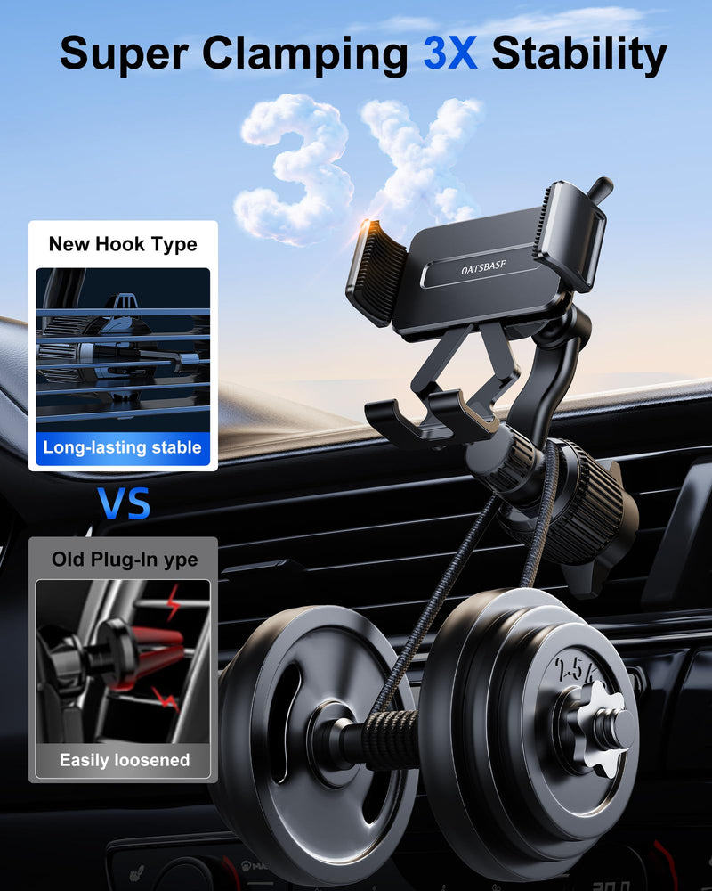 360 Rotatable Car Vent Phone Mount [No Blocking Air Vent] Universal Clip Vehicle Cell Phone Holder Stand Hands Free, Fit for iPhone 17 Pro Max 16 Plus 15 14 13 12 Samsung Google All Phones