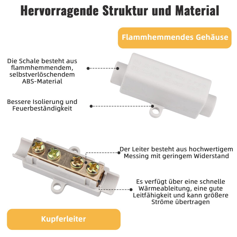 Xerteam 12 Pairs of Wire Connectors, Butt Connectors Made of Brass Double Screws Suitable for 2.5 to 16 mm² Wire, ABS Housing High Performance Connection Clamp (1000 V 100 A)