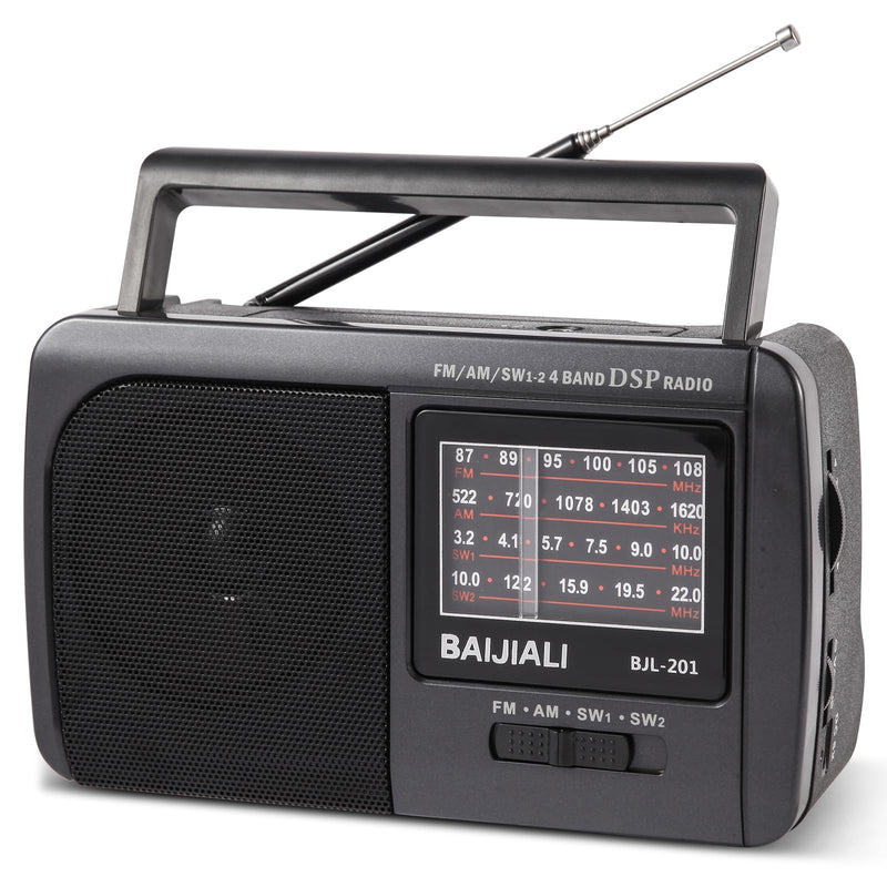 Portable AM/FM/SW1/SW2 Shortwave Radio - Retro Transistor Design with 3W Speaker, Battery Operated for Home Use, Outdoor & Emergency Survival (BJL-201)