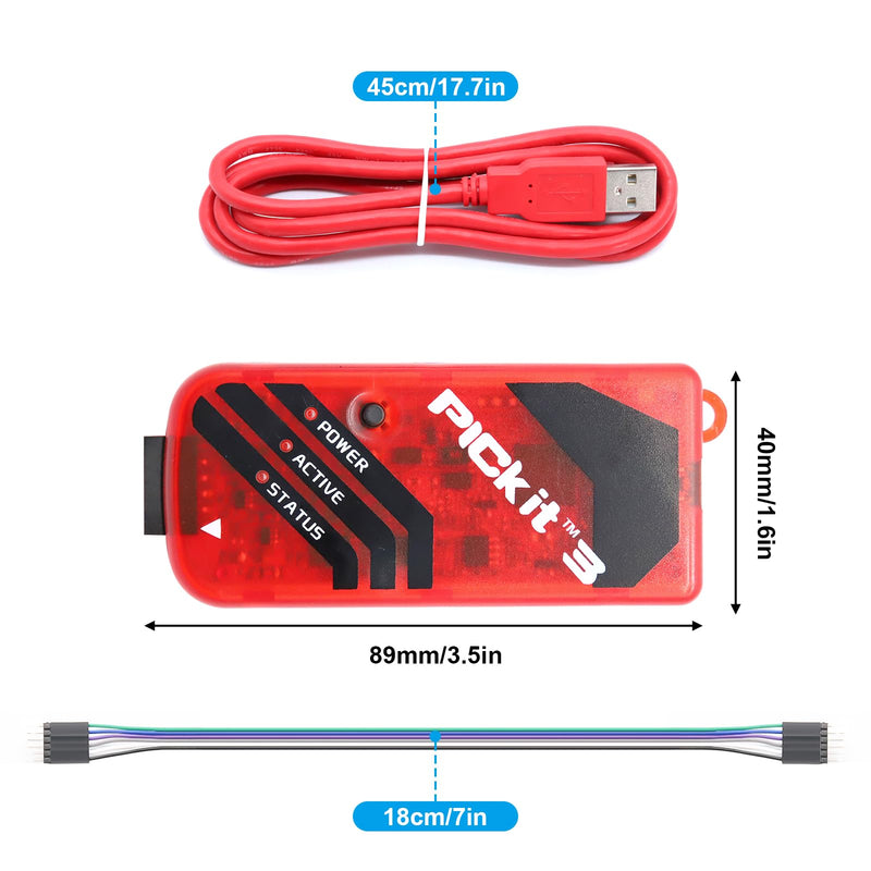 Pickit 3 Kit3 PIC Programmer, AYWHP Microcontroller Programmer, Emulator, USB Cable for Programming, Troubleshooting, PC Software and Hardware Development
