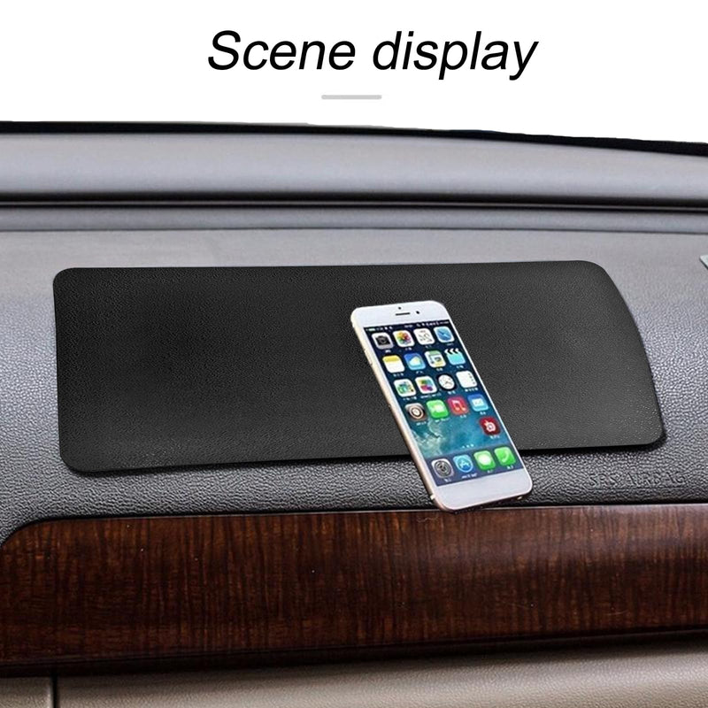 2pack Sticky Upgraded Anti-Slip mat - Non-Slip Rubber, 10.6 X 5.9 Inches - Universal Car Dashboard Sticky Mat for Phone, Sunglasses, Keys - Black/Leather Pattern - 27 * 15cm HF201