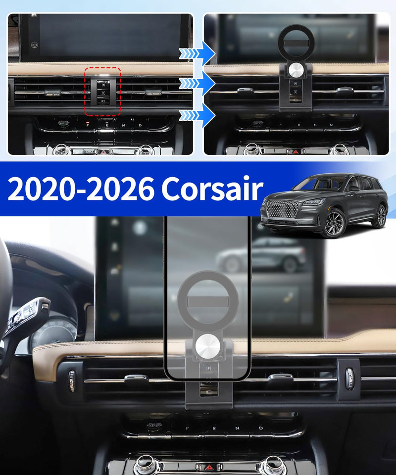 Car Phone Holder for Lincoln Corsair 2020-2026 Auto Accessories, Cell Phone Mount Compatible with MagSafe, 360° Rotation, Hands Free Not Affect Air Vent