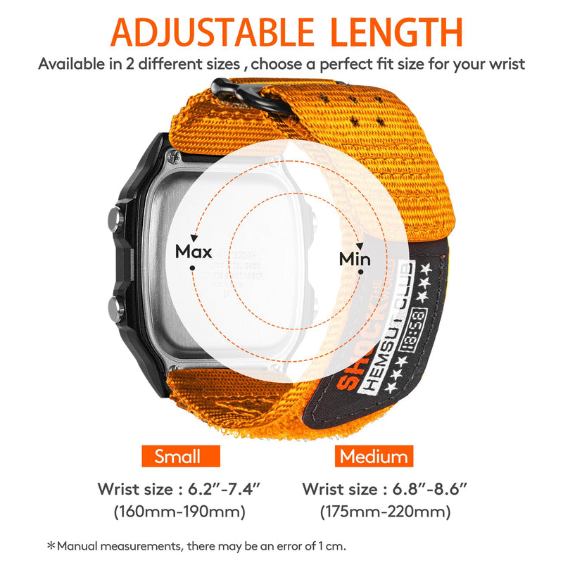18mm Watch Band Strap for Casio AE-1000W AE-1200 AE-1300 AEQ-110W AQ-S800W MRW-200H MRW-S300 SGW-300H SGW-400H W-216H W-218H W-735H, Super Rugged Nylon Sports Strap Coffee+Black Medium 175mm-220mm
