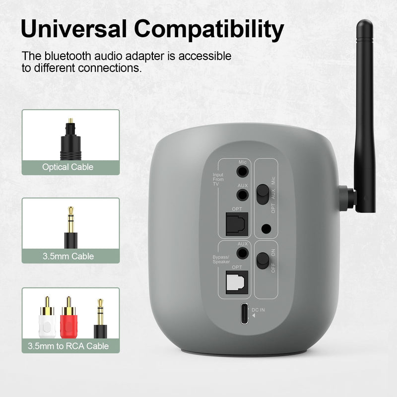 1Mii DS70 Bluetooth 5.2 Audio Transmitter for TV to Wireless Headphone/Speaker, LED Display, 100% TV Compatibility Delivers