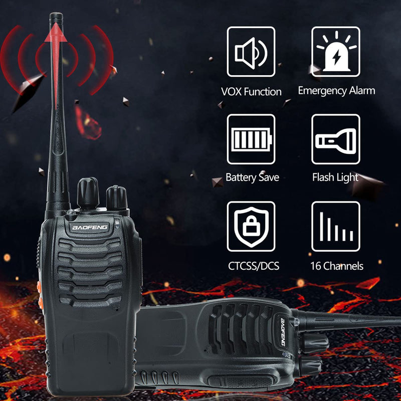 Baofeng Walkie Talkies Long Range Walkie Talkie for Adults with Earpiece Mic Rechargeable 2-Way Radios Handheld Two-Way Radios Transceiver Kids Walky Talky with USB Base Charger for Camping 2pcs with earpiece