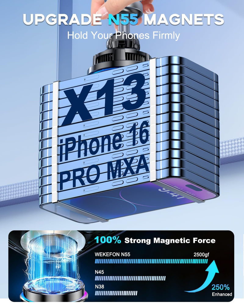 for MagSafe Car Mount Charger TEC Fan Cooling Magnetic Wireless Car Charger | 15W Fast Charging [3800gf Ultra Magnet] Magnetic Car Phone Holder for Your Car, 360° Vent Car Bracket for iPhone & Android Black 1