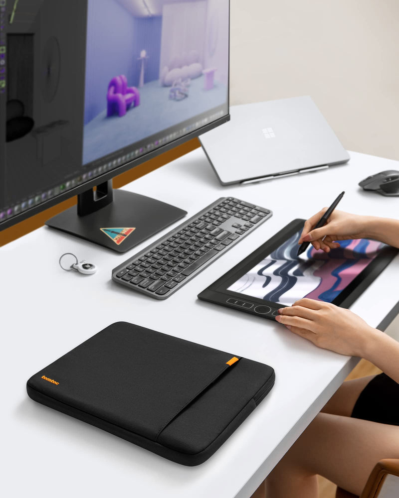 tomtoc 360° Protective Laptop Sleeve for 13.5-14.4 Inch Surface Laptop Studio/6/5/4/3, Surface Book, Water-Resistant Laptop Case for Acer Aspire/Swift 14, ASUS Vivobook/Zenbook 14, Jumper EZbook X3 Black