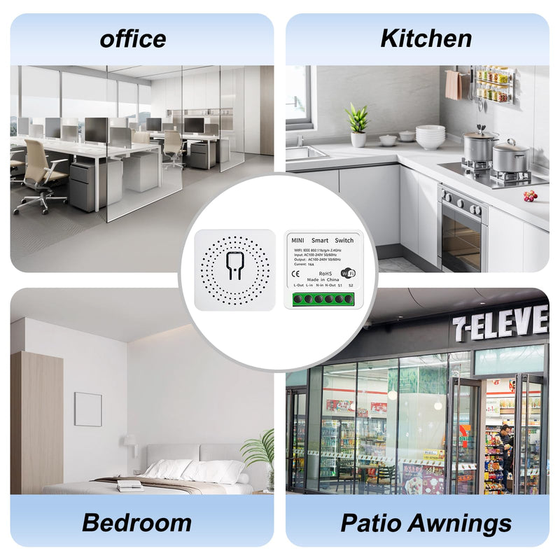 1 x Mini Smart Light Switch, Wireless Remote Control Switch for Home Automation, RF Remote Controlled Light Switch with Timer and Motion Sensor with Alexa Echo, Google Home