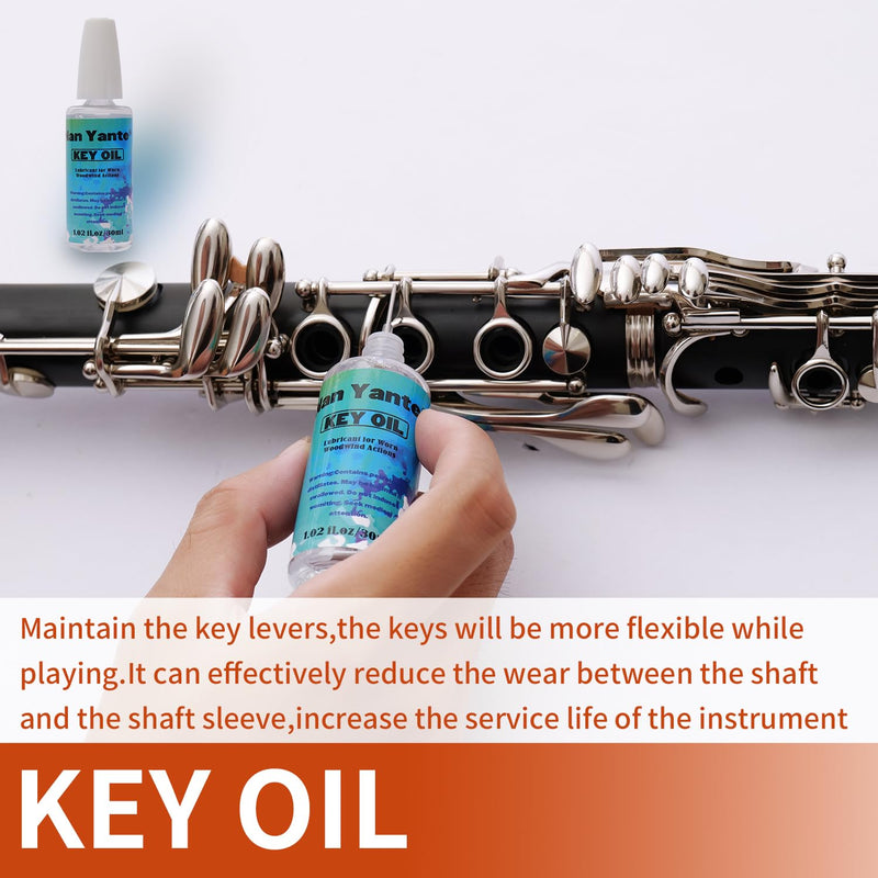 [AUSTRALIA] - Clarinet Cleaning Kit 10-in-1, Clarinet Care Maintenance Set with Key Oil, Cork Grease, Lint-Free Microfiber Swab, Mouthpiece Brush, Woodwind Accessories for Students and Beginners 