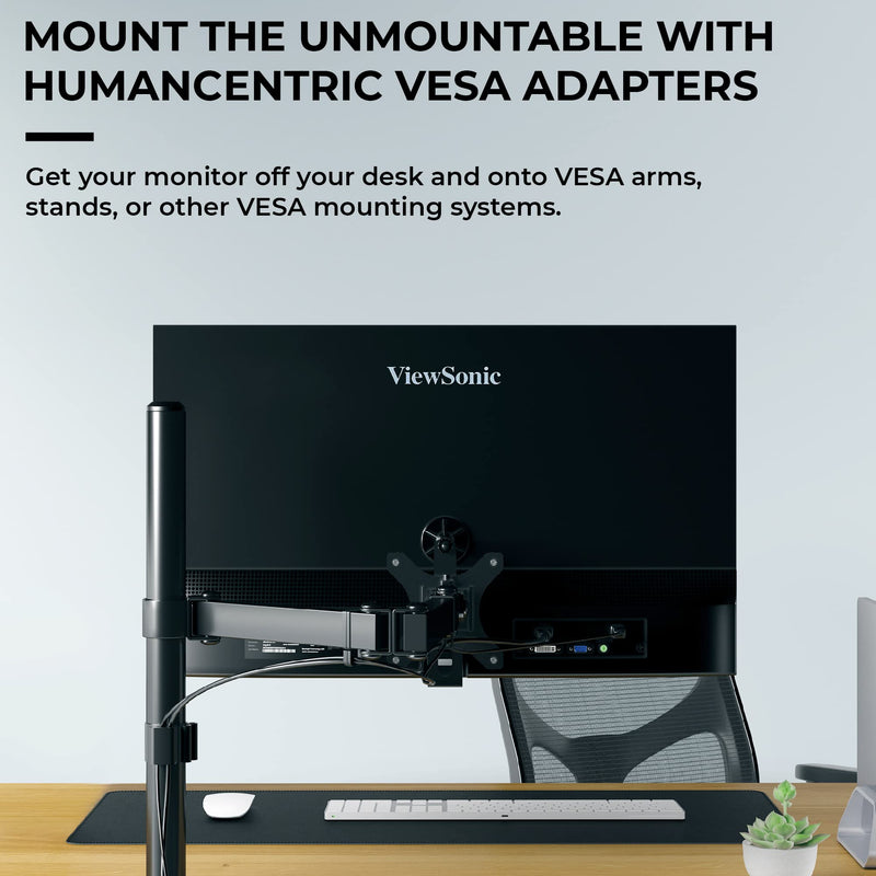 HumanCentric VESA Mount Adapter for Viewsonic VXSeries 75x75 & 100x100mm | VX2776, VX2476, VX2376, VX2276-smhd, Does Not Work with Models Ending in -2, 75x75 & 100x100mm Patterns, Viewsonic Adapter
