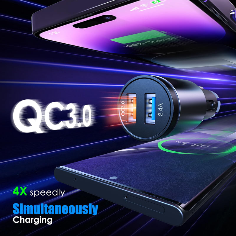 LENCENT Bluetooth 5.0 FM Transmitter for Car, AUX Car Radio Adapter, Big Color Screen, MP3 Music Player TRE&BASS Booster, QC3.0 Fast Charger, Wireless Microphone Support Hands-Free Siri Google TF Card