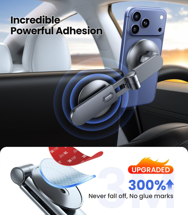 VICSEED Tesla Phone Mount【Strongest Magnet Power】 Foldable Hidden Tesla Phone Holder Fit for All Phones, Tesla Model 3/Y/Cybertruck Accessories, Tesla Model 3 Model Y for MagSafe Car Mount - Blue Deep Blue