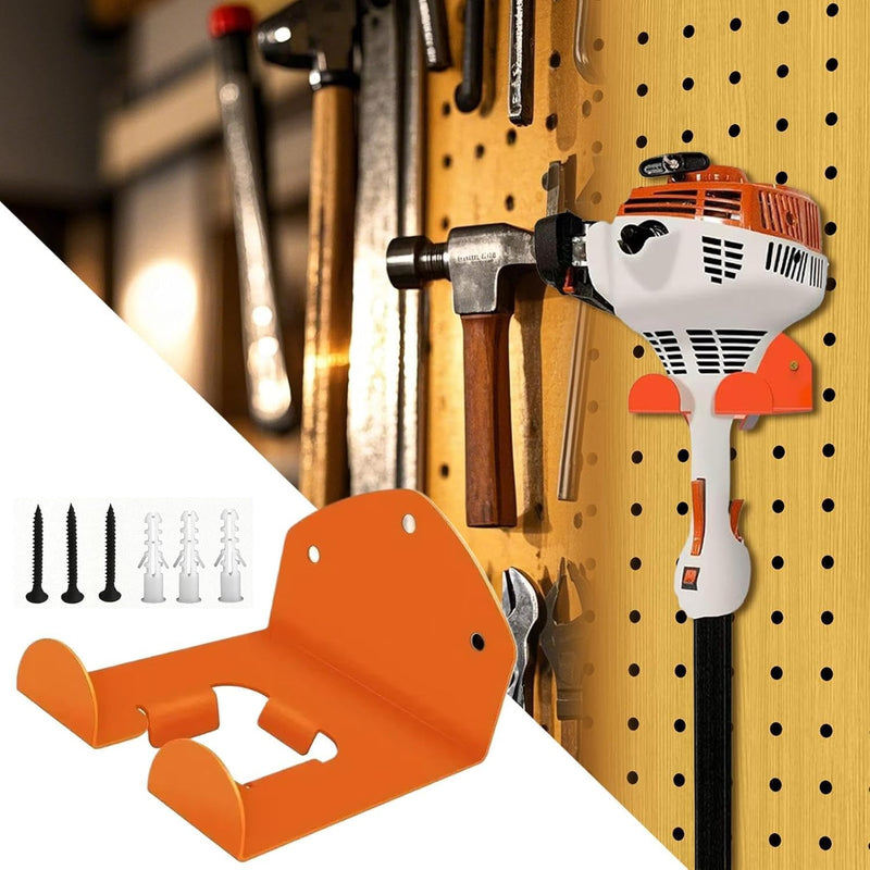 [AUSTRALIA] - Brush Cutter Holder, Wall Mount for Grass Trimmer, Garden Power Tool Hanger, with Matching Screws, for Garage Trimmer, Garden Tools - Orange 