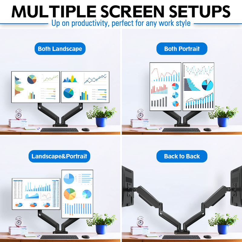 MOUNTUP Dual Monitor Stand for Desk, Monitor Arms for 2 Monitors+Monitor Mount Reinforcement