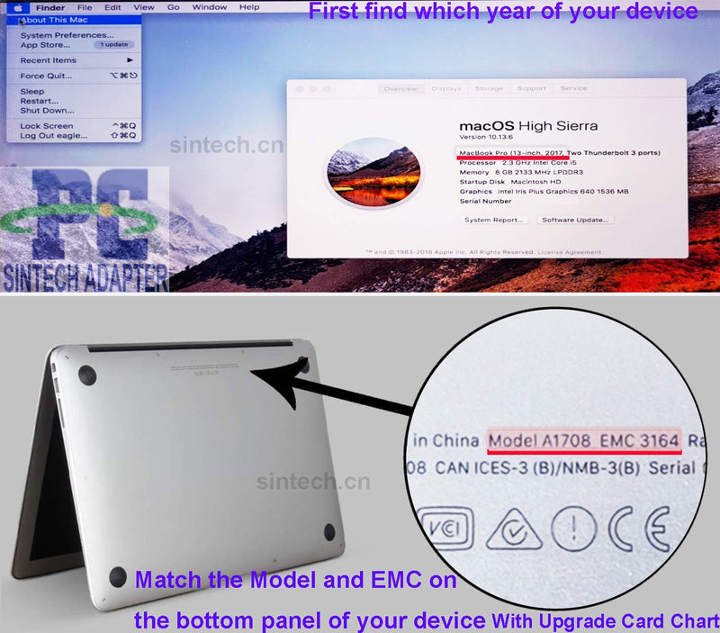 Sintech NGFF M.2 nVME SSD Adapter Card for Upgrade MacBook Air(2013-2016 Year) and MacBook PRO(Late 2013-2015 Year) (Black)