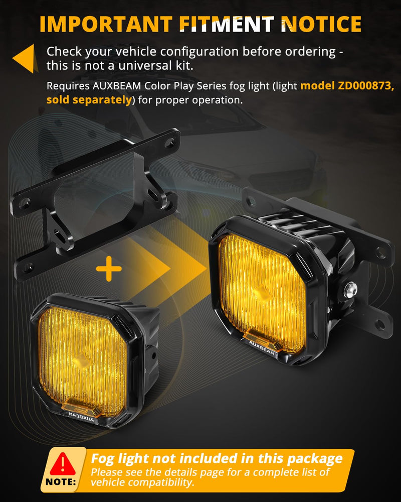 [AUSTRALIA] - Auxbeam Color Play Series Fog Light Mounting Brackets for Ford Honda Nissan Subaru Acura, Off Road Lights Mounting Kit, Pair, (Lights Not Included) Color Play 3" Brackets ZD000871 