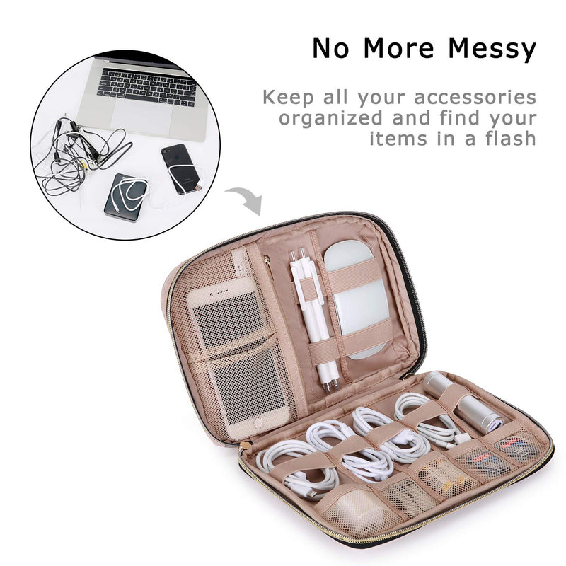[AUSTRALIA] - BAGSMART Electronic Organizer Small Travel Cable Organizer Bag for Hard Drives, Cables, Charger, Phone, USB, SD Card, Soft Pink 