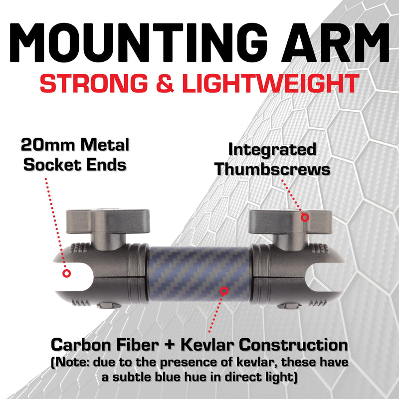 Bulletpoint Mounting Solutions Dash Mount 4.7" Arm Compatible with iPhone and Android Smartphones - Fits 20mm Attachment Ball (Carbon Fiber + Kevlar) Carbon Fiber + Kevlar