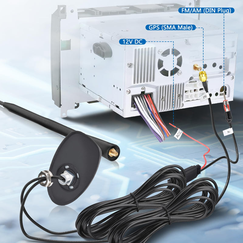 [AUSTRALIA] - Eightwood FM/AM + GPS Car Combo Antenna, Amplified FM AM Radio Antenna and GPS SMA Antennae with 16.4 feet Cable for Car Truck SUV Marine Boat Radio Stereo Receiver Head Unit Navigation System 