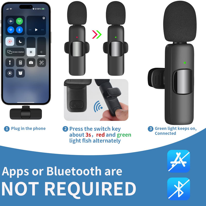 [AUSTRALIA] - IIQ Wireless Lavalier Microphone for iPhone, Mini Professional Wireless Lavalier Microphone, Wireless Clip Mic, Tiny Lapel Microphone for iPad, for Video Interview Podcast, Facebook, YouTube 1Single Mic 