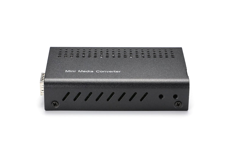 QSFPTEK Mini Unmanaged 1x 10/100/1000Base-T RJ45 to 1x 1000Base-X SFP Slot Gigabit Ethernet to Fiber Media Converter, AC 100V~240V or DC 5~12V Optional RJ45 to SFP