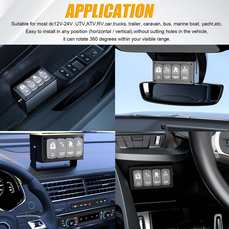 [AUSTRALIA] - Rocker/Toggle Switch Box - 4 Gang Switches Installation housing for Pickup Truck Car UTV Off Road Marine… (Medium-4 Gang) Medium-4 Gang 