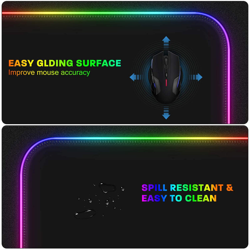 YXLILI Mouse Pad Gaming Large Mouse Pads for Keyboard and Mouse Extended RGB Mouse Mat, 12 Lighting Modes, Waterproof, Non-Slip Rubber Base XXL Mousepads for Desk Computer PC Laptop-31.5 X 12inches X-Large