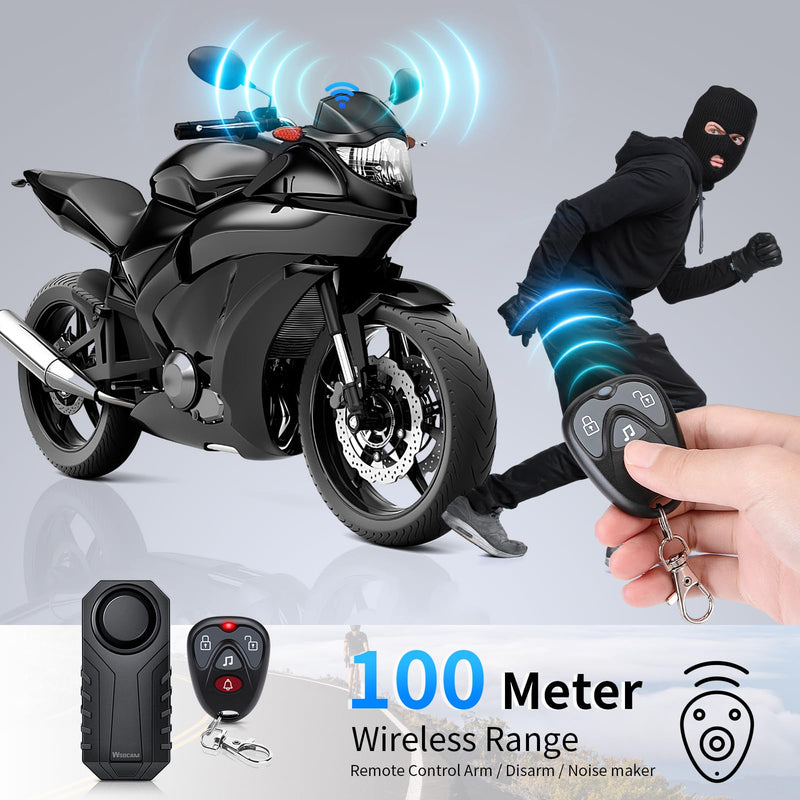[AUSTRALIA] - WSDCAM 113dB Loud Anti Theft Vibration Sensor Alarm Systems for Electric Bike Motorcycle Golf Car Trailer Mailbox Garage Door Waterproof Home Security Bike Accessories Bike Alarm with Remote (2pack) 22R-01C Black 