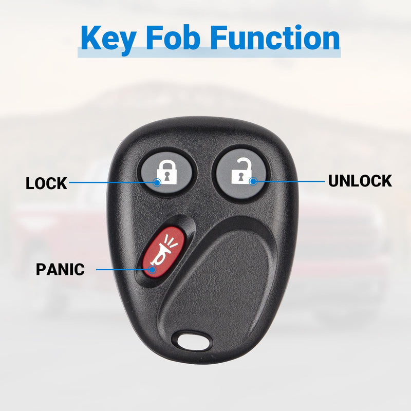 [AUSTRALIA] - Keyless Entry Car Key Fob Replacement for 2003-2007 Chevy Chevrolet Silverado Tahoe Avalanche Equinox SSR Suburban/GMC Sierra Yukon/Cadillac Escalade/Hummer H2 for LHJ011 (2 Pack) 