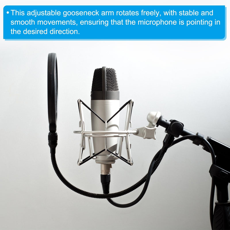 PATIKIL 16" Microphone Gooseneck, 5/8"-27 Thread Metal Universal Hose Flexible Arm Gooseneck Tube Extension for Multifunction DIY, Black 16"