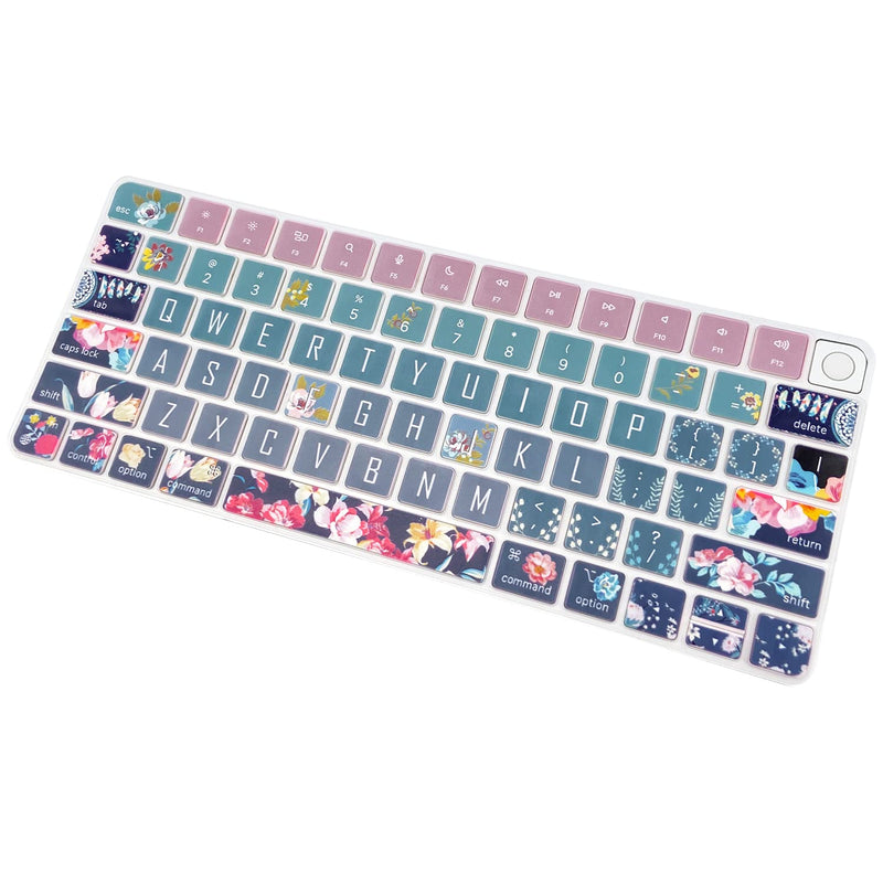 Sanfulin Keyboard Cover Skin for 2021 Apple iMac Magic Keyboard (Model: A2449) with Touch ID, Cute Printing Waterproof Silicone Keyboard Protector, Red Flower