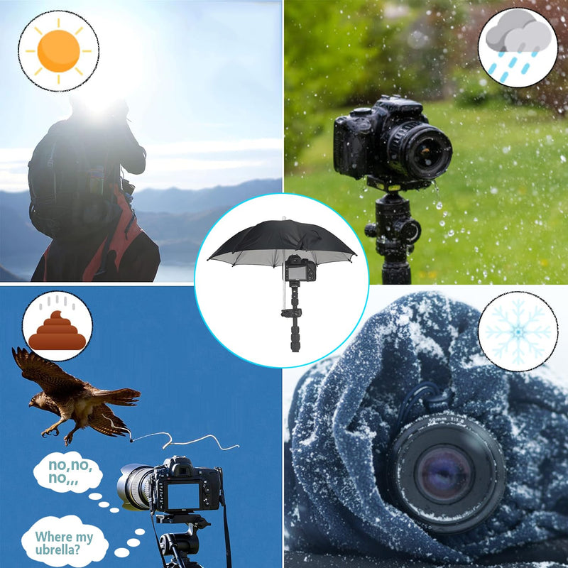 50CM SLR Camera Umbrella, Rainy Day Photography SLR Camera Umbrella Adjustable Rain and Sun Protection Outdoor (Black)