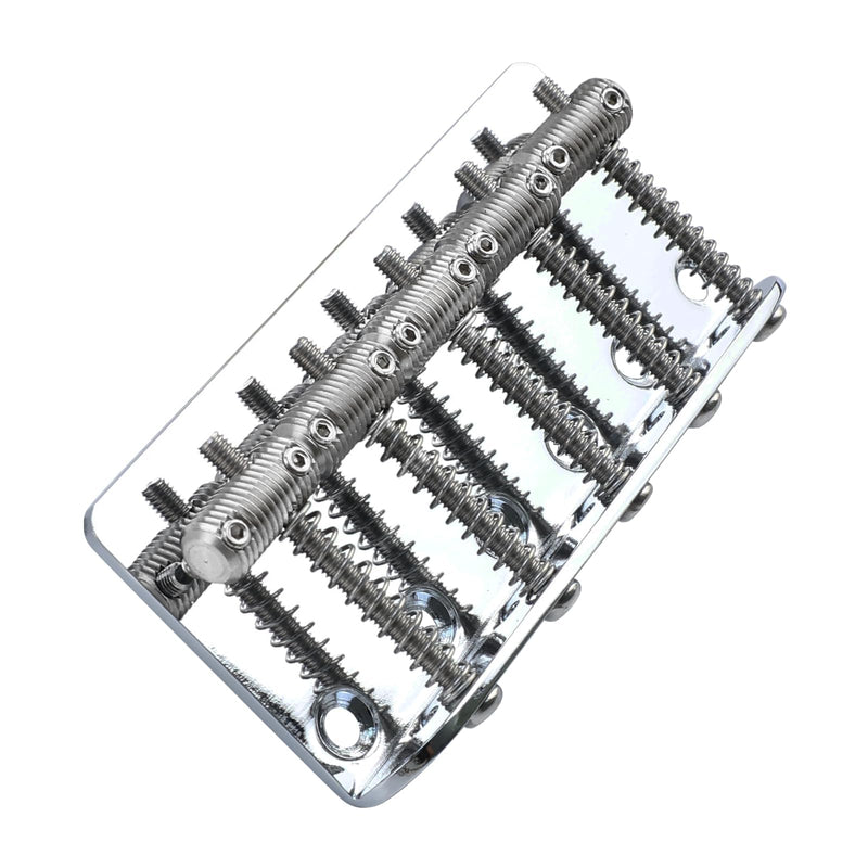 [AUSTRALIA] - Electric Bass Guitar Bridge with Stainless Steel Threaded Saddles Plate 5 String Fixed Bridge Compatible with Vintage style Fender Jazz Precision Bass Bridge Replacement Parts Chrome 5 Piece 
