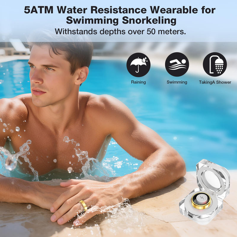 Smart Ring Fitness Tracker, Sleep & Health Tracking Ring for Men Women | Sleep & Fitness Monitor with Heart Rate Sensor, 5ATM Waterproof Tracker for Men & Women, iOS & Android Compatible (Gold, 10) Gold #10