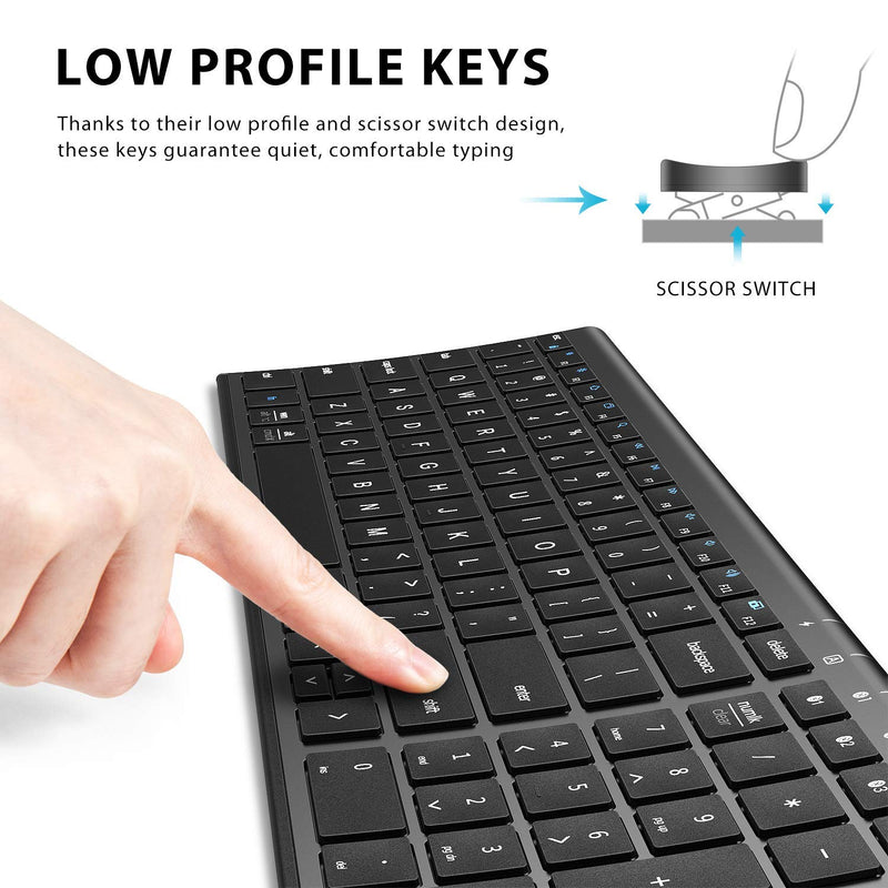 iClever BK10 Bluetooth Keyboard, Universal Wireless Keyboard, Rechargeable Bluetooth 5.1 Multi Device Keyboard with Number Pad Full Size Stable Connection for Windows, iOS, Android, Mac