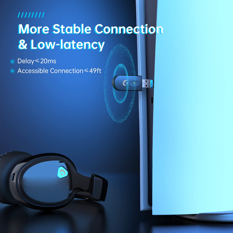 [AUSTRALIA] - Gtheos 2.4GHz Wireless Gaming Headset for PC, PS4, PS5, Mac, Nintendo Switch, Bluetooth 5.2 Gaming Headphones with Noise Canceling Microphone, Stereo Sound, ONLY 3.5mm Wired Mode for Xbox Series-Black Black 